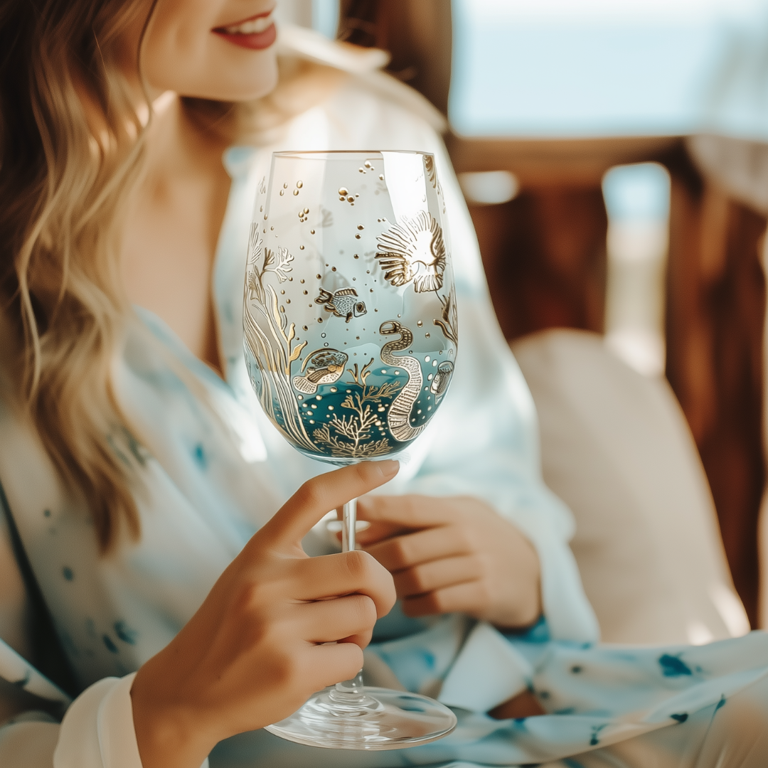 'Ocean Majesty' Goblet Wine Glass