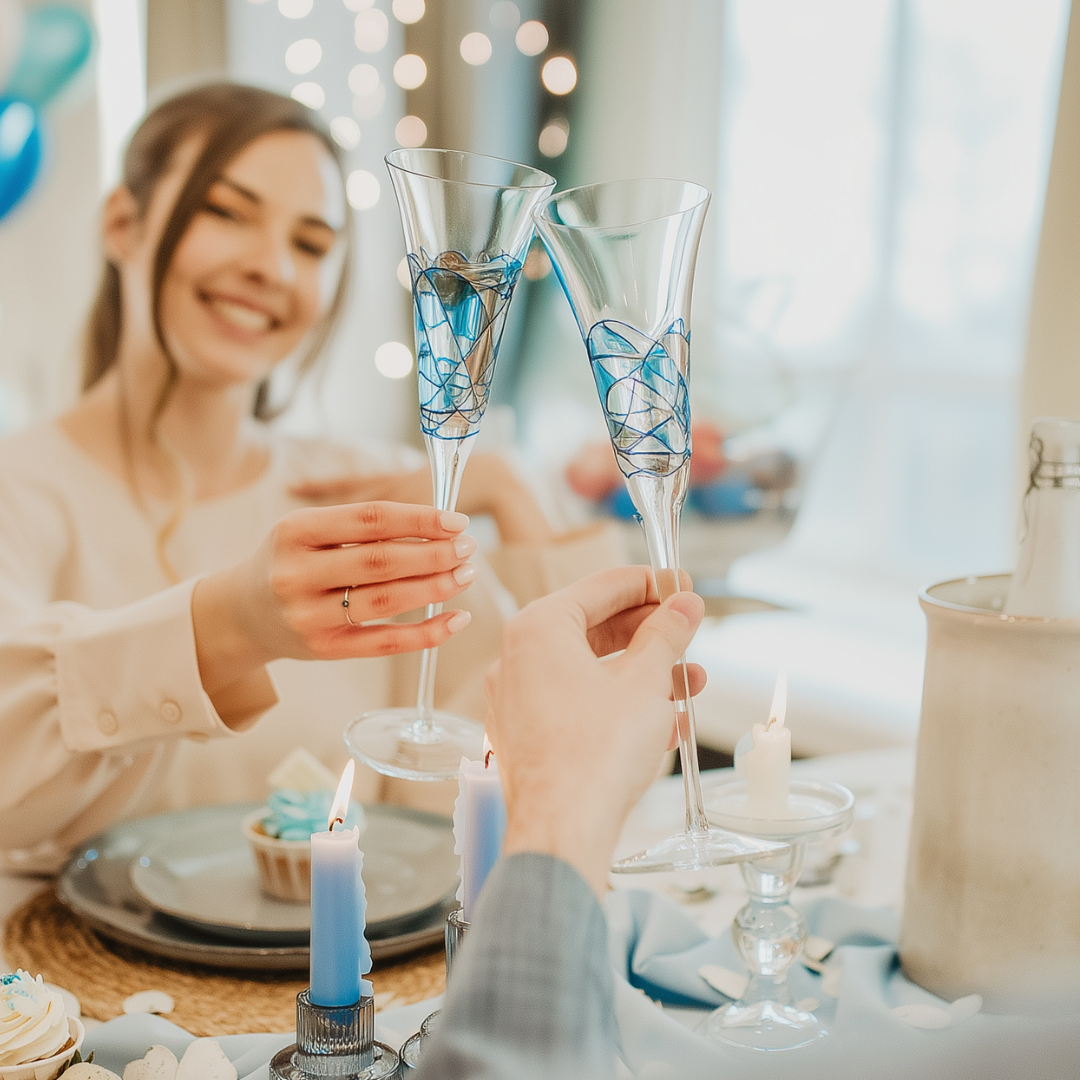 'Nativity' Champagne Flutes