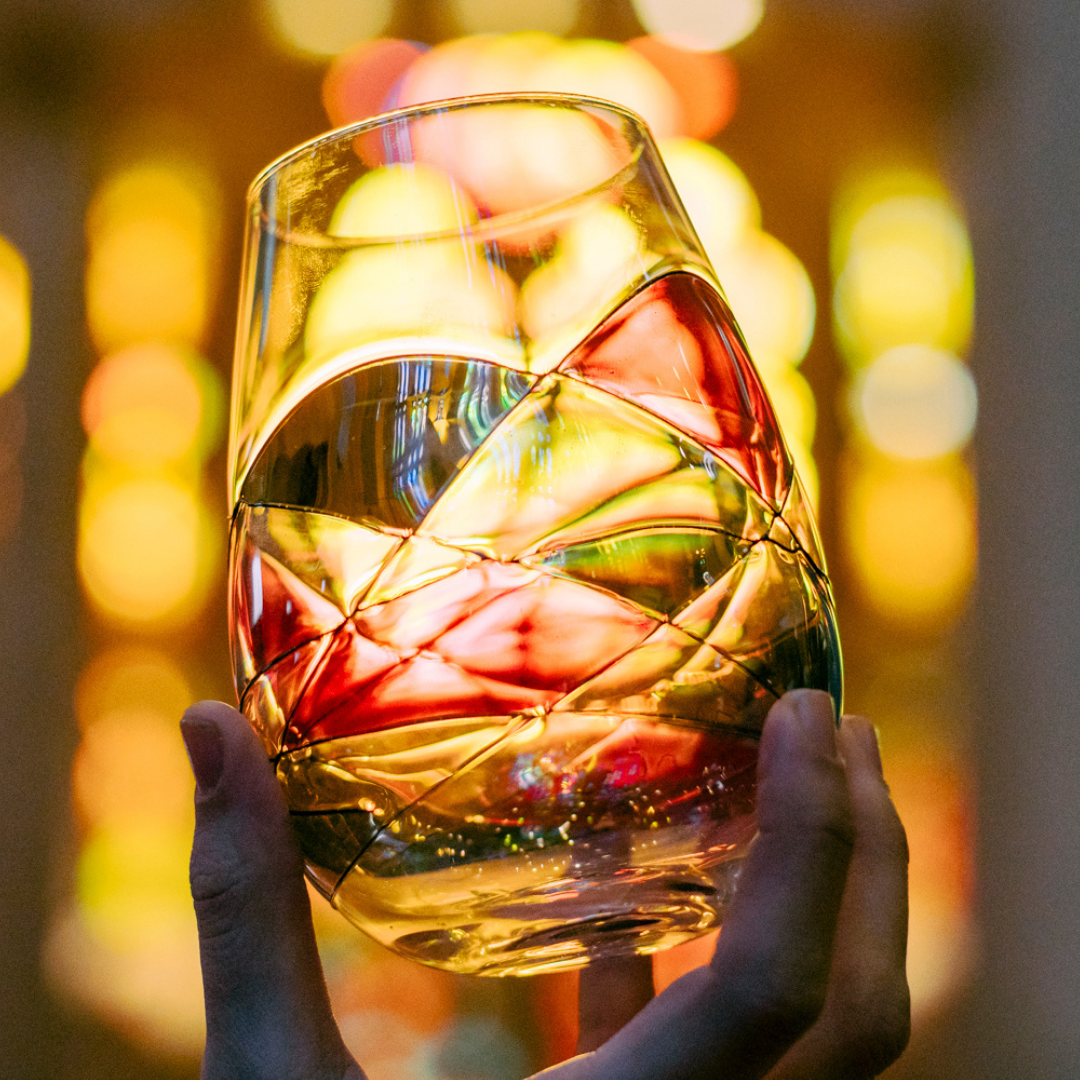 Crystal Sagrada 9 1/4 “ Stained Glass Cornet Barcelona Wine Glass